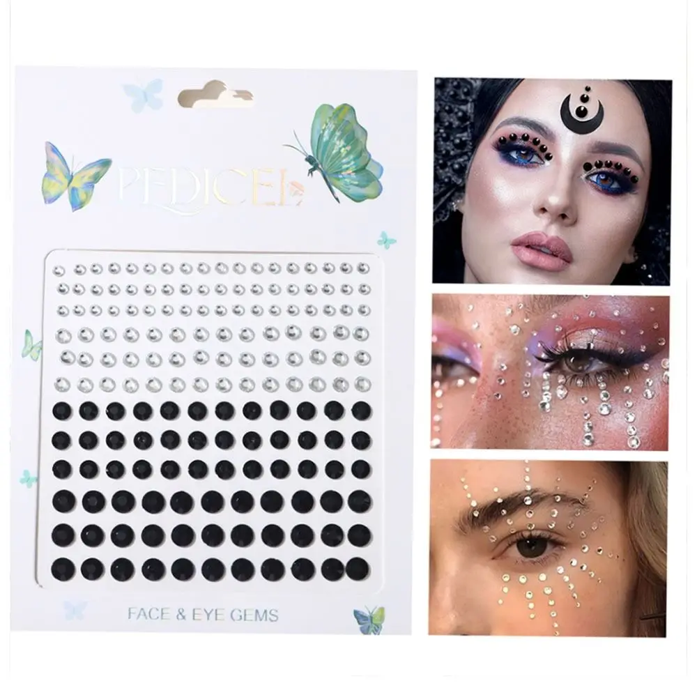 Adhesive Makeup Rhinestone Stickers 3D Crystal Glitter Mask Crystal Gems Tattoo Temporary Pearl Face Tattoo Eyeshadow Stickers