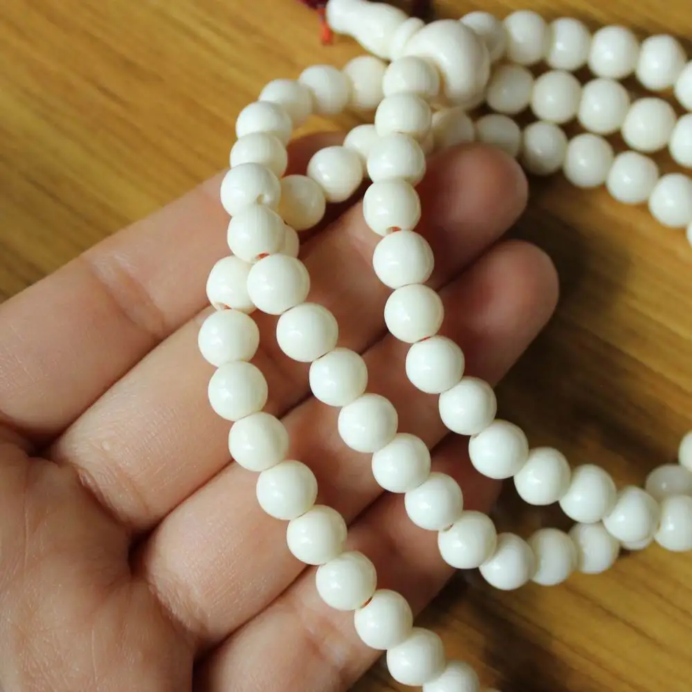 ML221 Ethnic Tibetan Natural yak bone 7mm Round Beads 108 Mala Rosary Prayer Necklace Beaded Bracelet