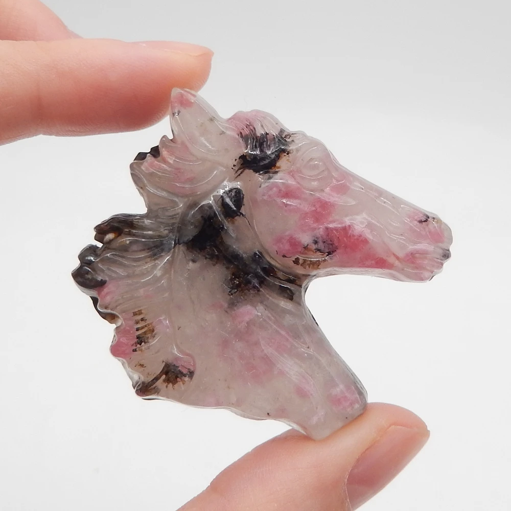 

Natural African Rhodonite Carved Horse Head Pendant Bead,Semiprecious Stone Carving Pendant