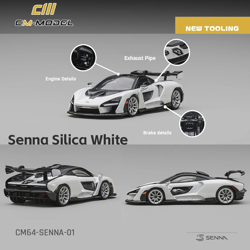 presale-cm-model-1-64-senna-silica-white-british-supercar-diecast-alloy-model-with-display-case-miniature-collection-gift