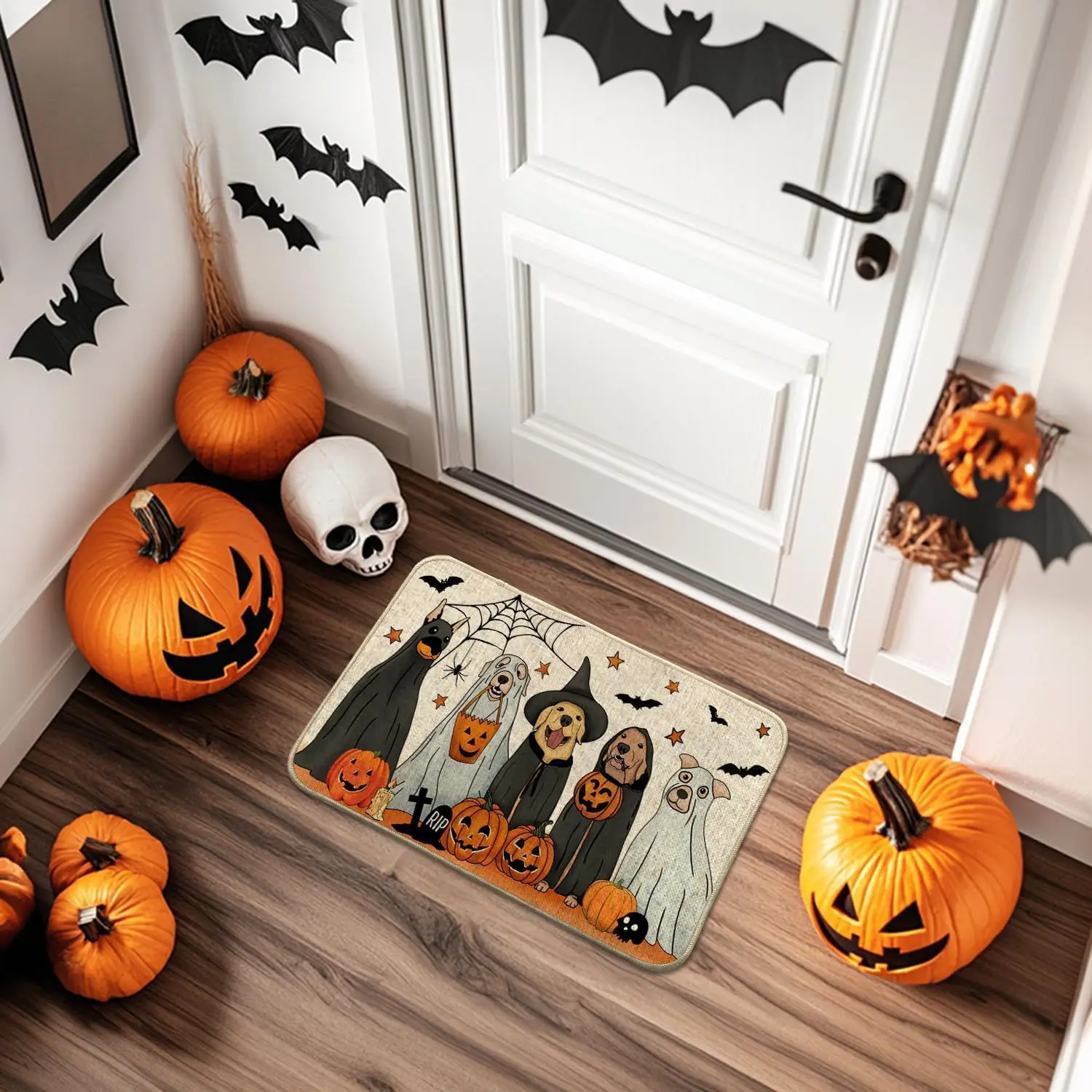 Halloween Skull Entrance Mat – Dirt-Resistant, Easy-to-Clean Floor Mat for Entryways and Bathrooms