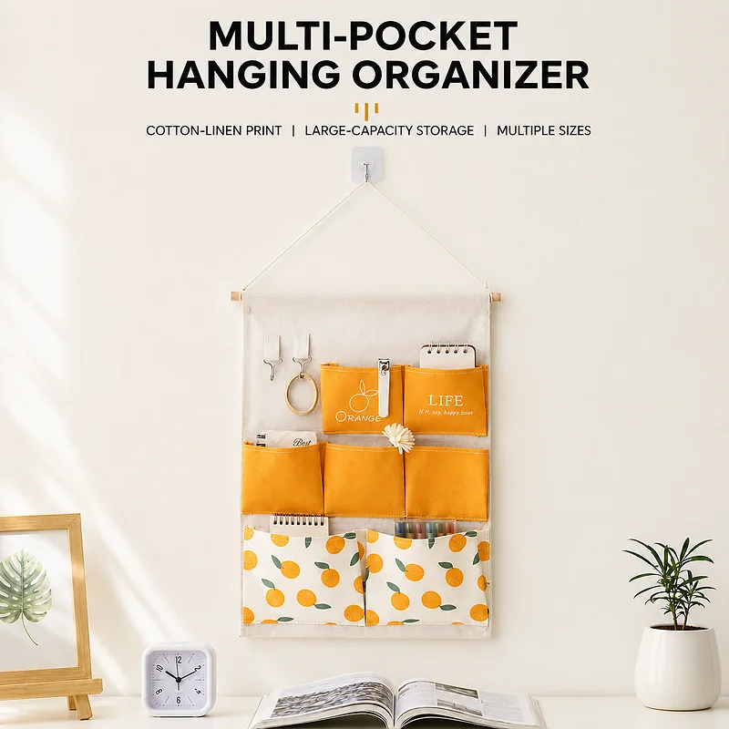 1PCS Fabric Entryway Hanging Organizer Wall Storage Bag for Hallway Dorm Phone Holder Clutter Solution
