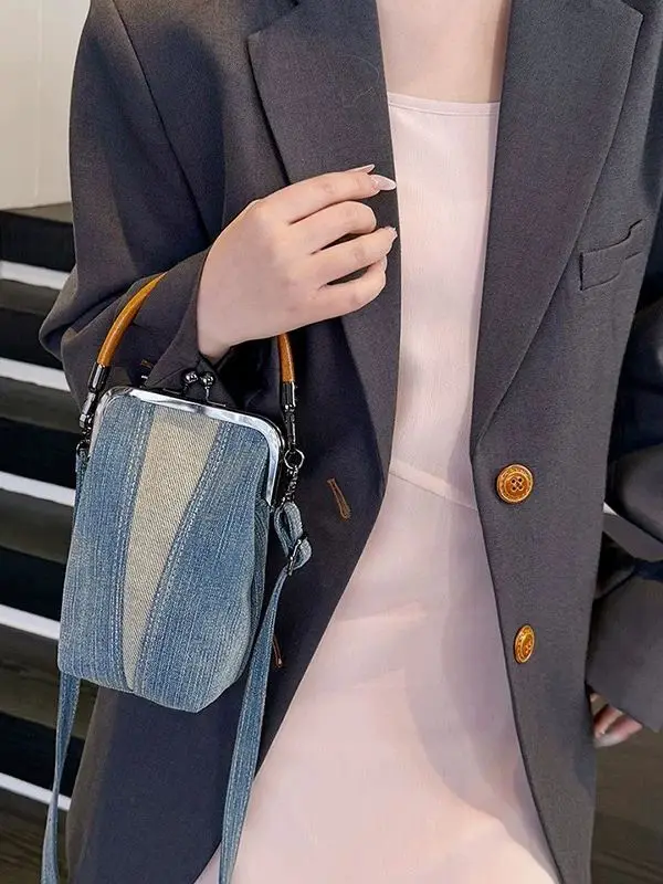 Women Bags Denim Patchwork Hasp Shoulder Bag Pures and Bags Crossbody Girls Bag Phone Bag