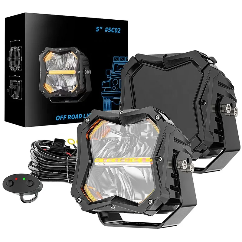 50W 10000LM Off-road Spotlights Working Light Combo+DRL Driving Light Guard Front Headlights for Wide Compatibility