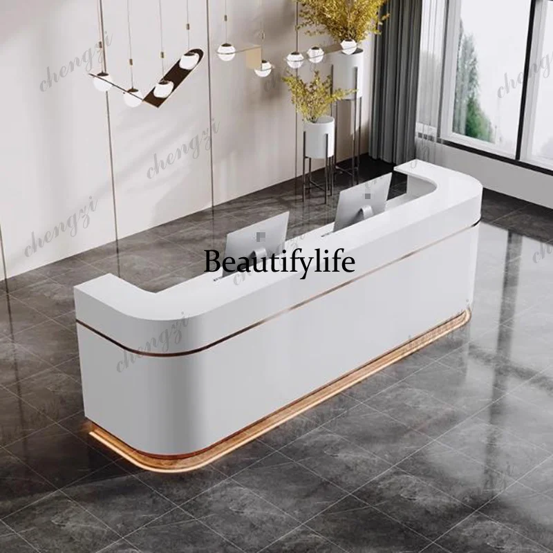 Curved White Reception Desks Display Welcome Industrial Unique Reception Desks Modern Company Mostrador Commercial Furniture