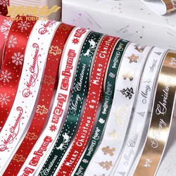 YAMA-Christmas Decoration Ribbon, Printed Gold Series Ribbons, DIY Xmas Tree Craft Supplies, 9mm, 16mm, 25mm