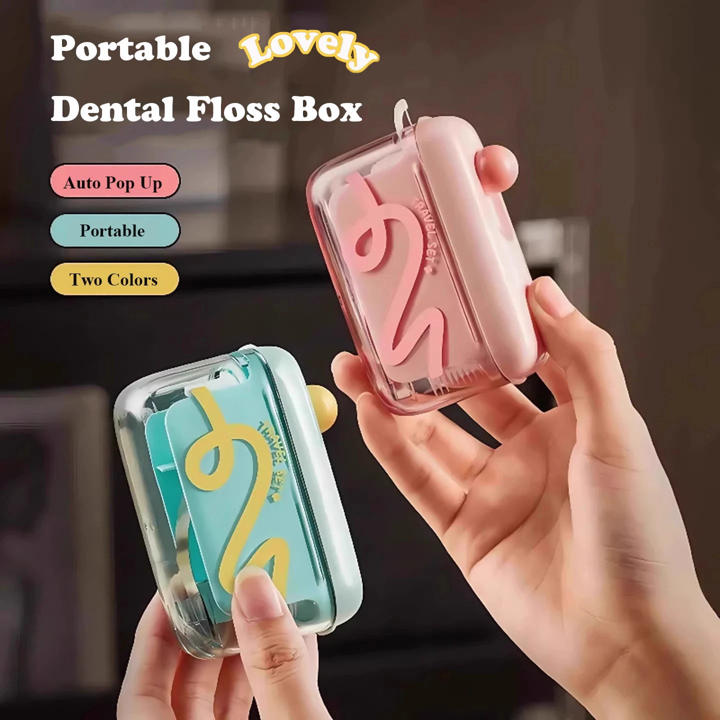 

Зубочистка с зубными палочками Портативный всплывающий дизайн Ящик для хранения зубной нити Диспенсер для зубной нити Многоразовая чистка зубов