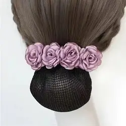 Rose Spring Clip Crochet Bun Net Snood Flower Hair Clips Lace Hair Net Hair Bun Office Lady Bow Tie Barrette Mother Gift