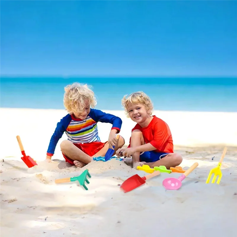 ABHS-Children's Beach Toys, 6-Piece Set Children's Gardening Tools Sand Toy Set, Metal Gardening Tools, Beach Shovel