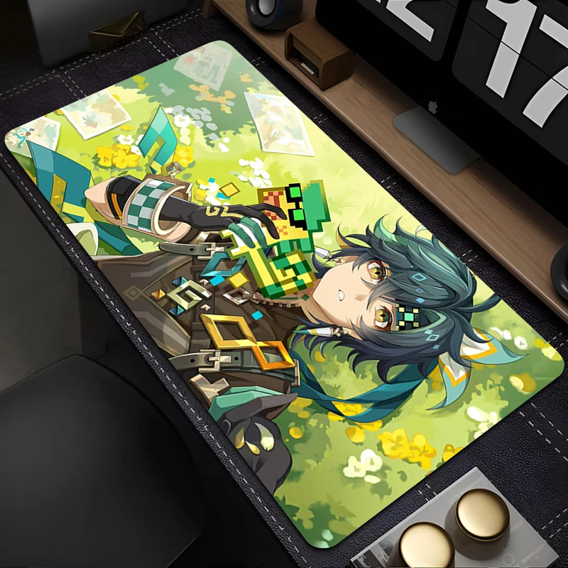 Mouse Pad XXL Green Plants Anime Kawaii Keyboard Rug Laptop Genshin Impact Kinich Mousepad Office PC Gaming Accessories Desk Mat