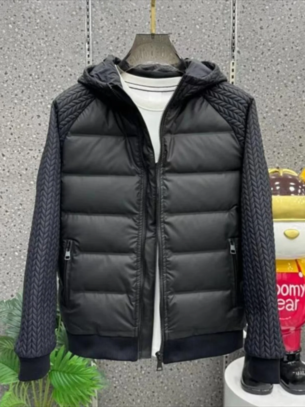 

Men's Fashionable Lightweight Cotton Jacket Hooded Autumn Winter Short Style Casual Outerwear Patchwork Trendy Coat