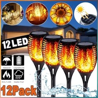 1-12PCS Solar Flame Torch Light Flickering Light12 LED Waterproof Outdoor Lawn Yard Garden Patio Pathway Lamp Saving Auto On/Off