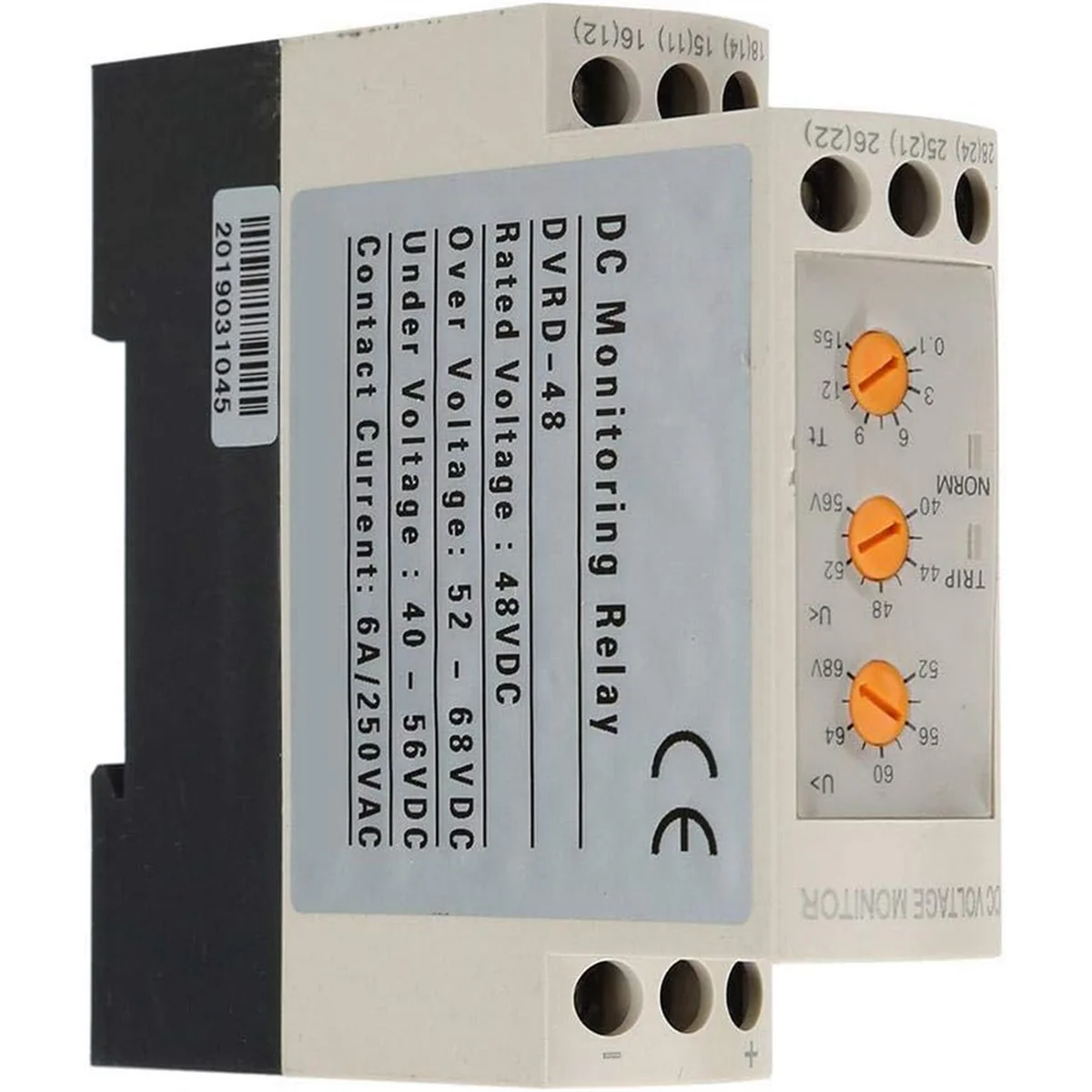 ABJZ Overvoltage and Undervoltage Protector DC 48V Relay 35mm Rail with LED Lights for DC Motor 52-68V 40-56V(DC48V)