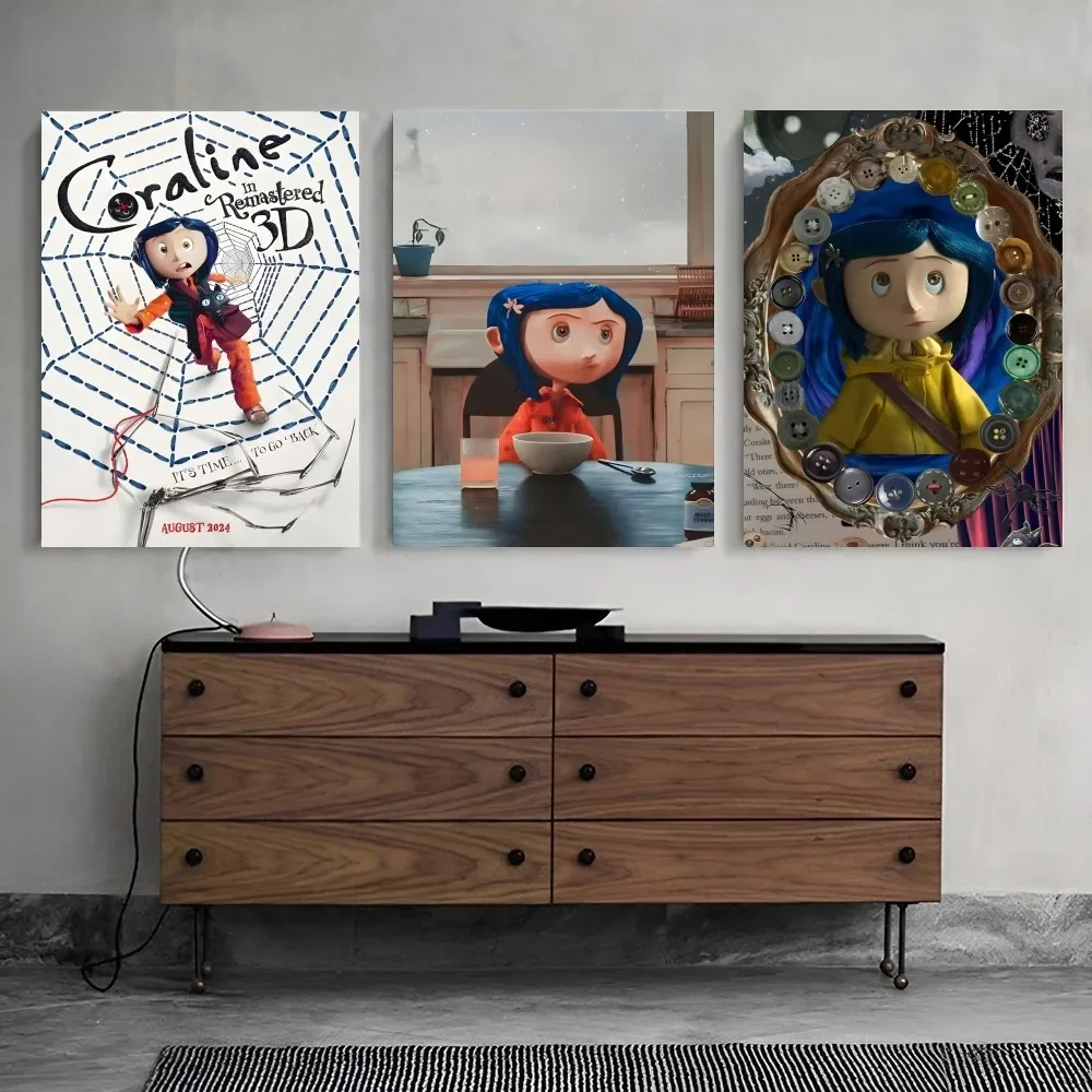 Anime Movie Coraline Self-adhesive Art Waterproof Paper Sticker Coffee House Bar Room Wall Decor