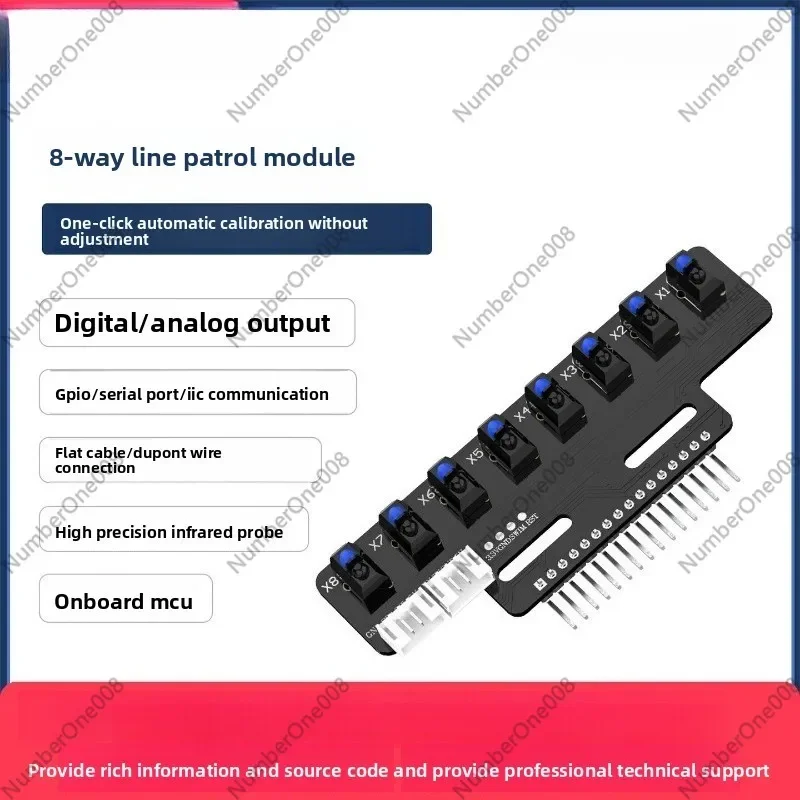 Intelligent 8-Channel Line Tracking Module, Infrared Tracing Sensor for Robot Car, 4-Way Tracking Sensor