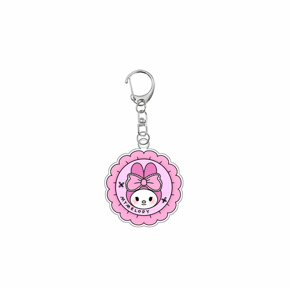 Anime Cartoon Cute Acrylic Keychain Kuromi Pochacco Hellokittys Cinnamoroll My Melody Purin Dog Pendant Key Chain Decoration