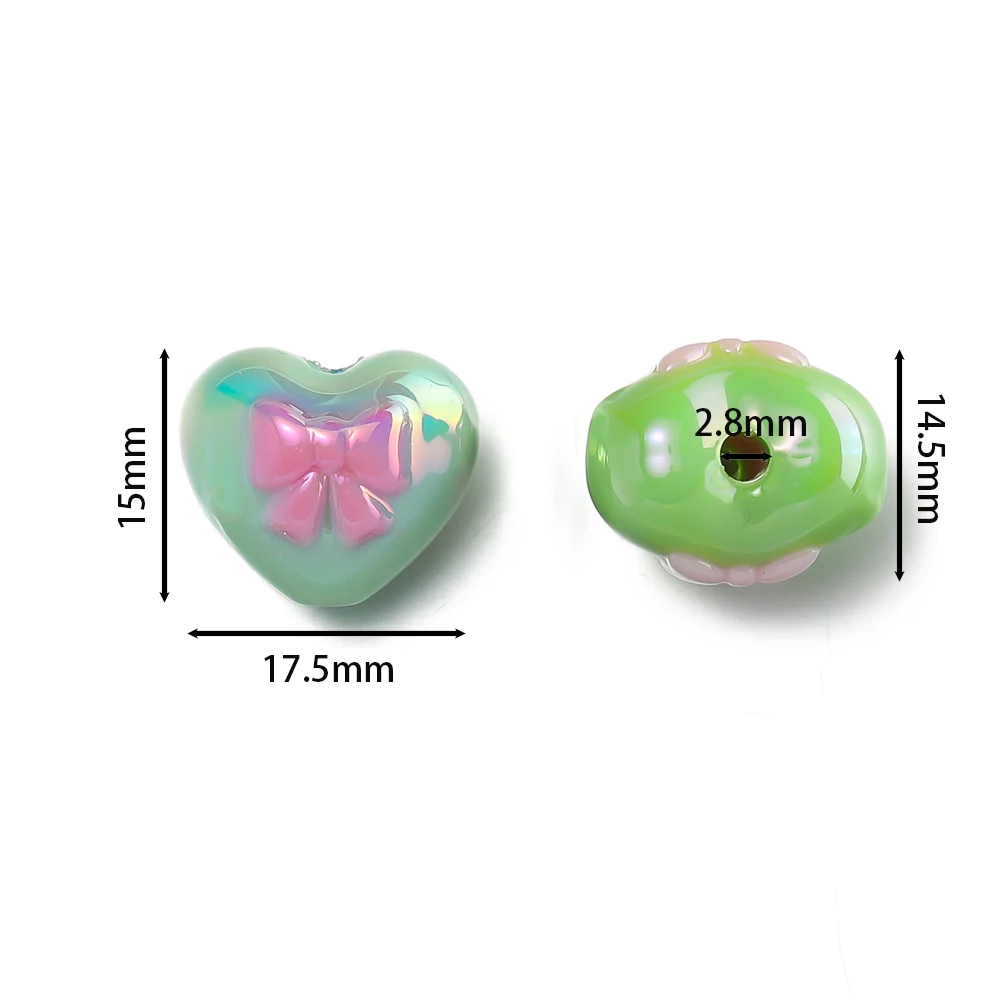 4Pcs/Lot Acrylic Two-Color Heart Beads Bow Tie Printed Loose Spacer Beads for DIY Bracelet Necklace Jewelry Making Accessories