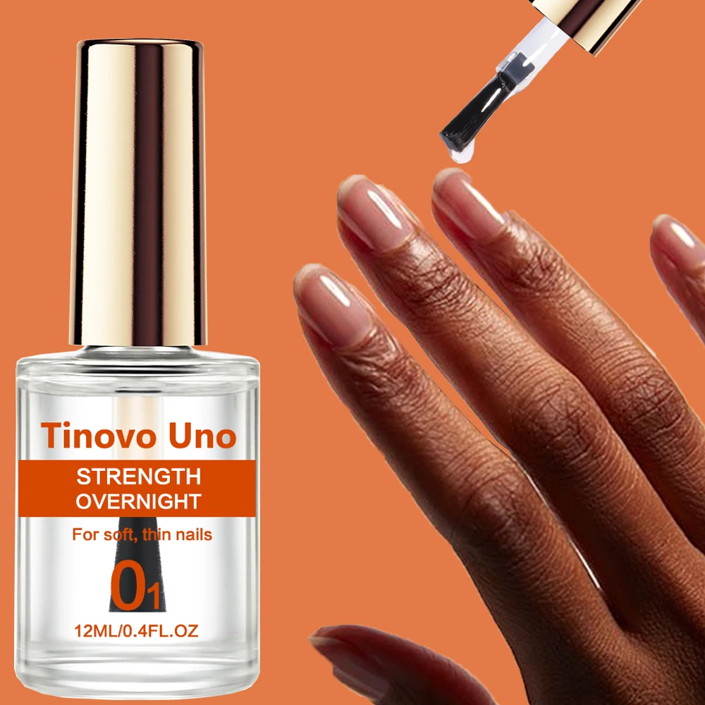 Tinovo Uno Overnight Nagelstärkungs- und Härter, normaler, klarer Nagellack, natürliches, trockenes Keratin, Basisöl, Maniküre, Nagelpflege