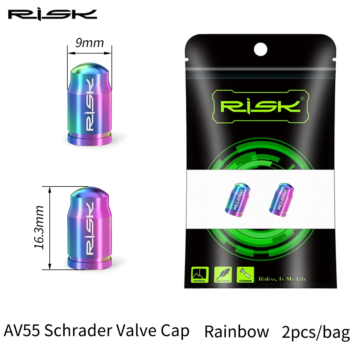 RISK 2PCS Titanium MTB Road Bike Schrader Cap Bicycle Presta Valve Cover Ultralight Bullet French Cycling Tires Wheel Dust Cover