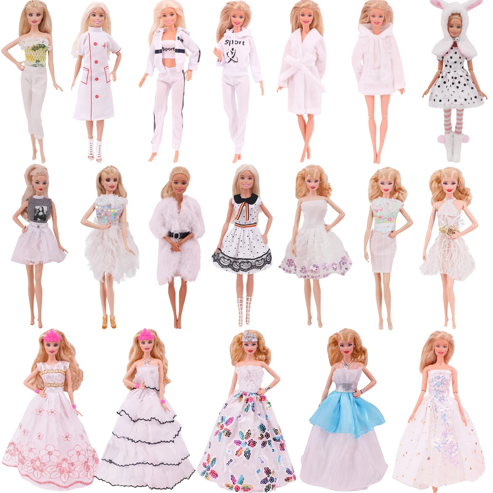 

30Cm Doll Clothes White Plush Overcoat Outfit Princess Dress Fashionable Suit For Barbies 11.8'' Doll Casual Clothing Girl Gift