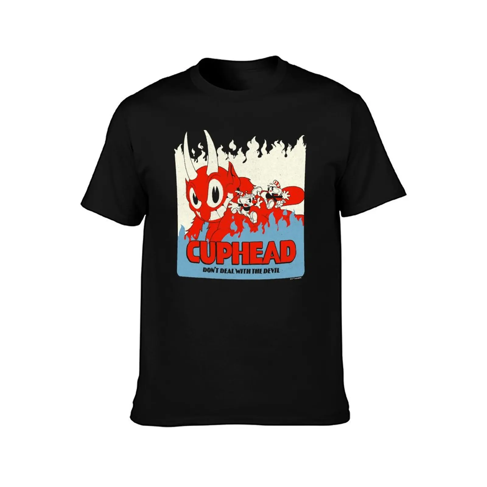 Cuphead Don't Deal With the Devil Vintage Poster T-Shirt Big Size Crew Neck T-Shirt