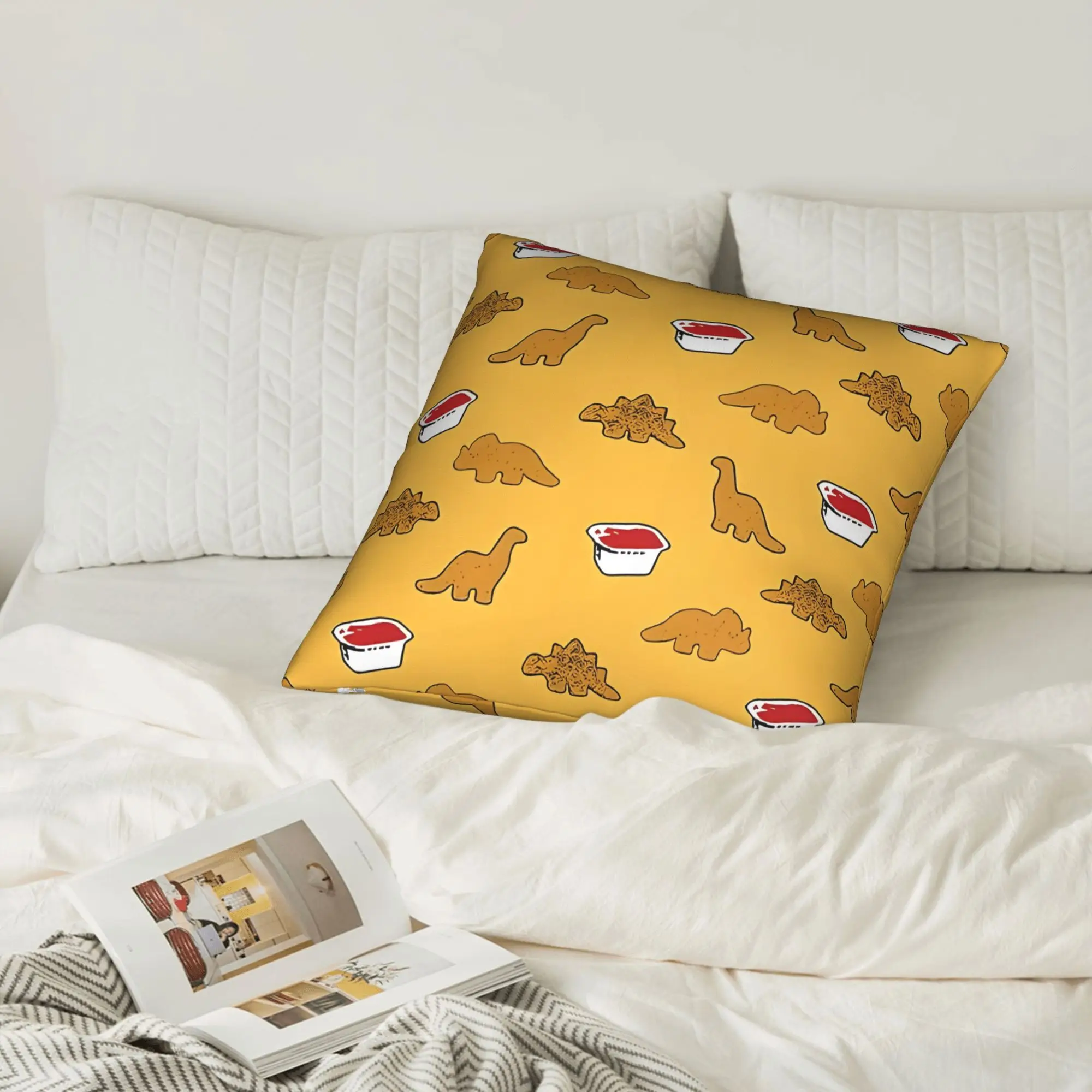 1PC Dinosaur Pattern Decorative Pillowcase, Washable Cushion Cover for Home Bedroom Living Room, Pillow Insert Not Included
