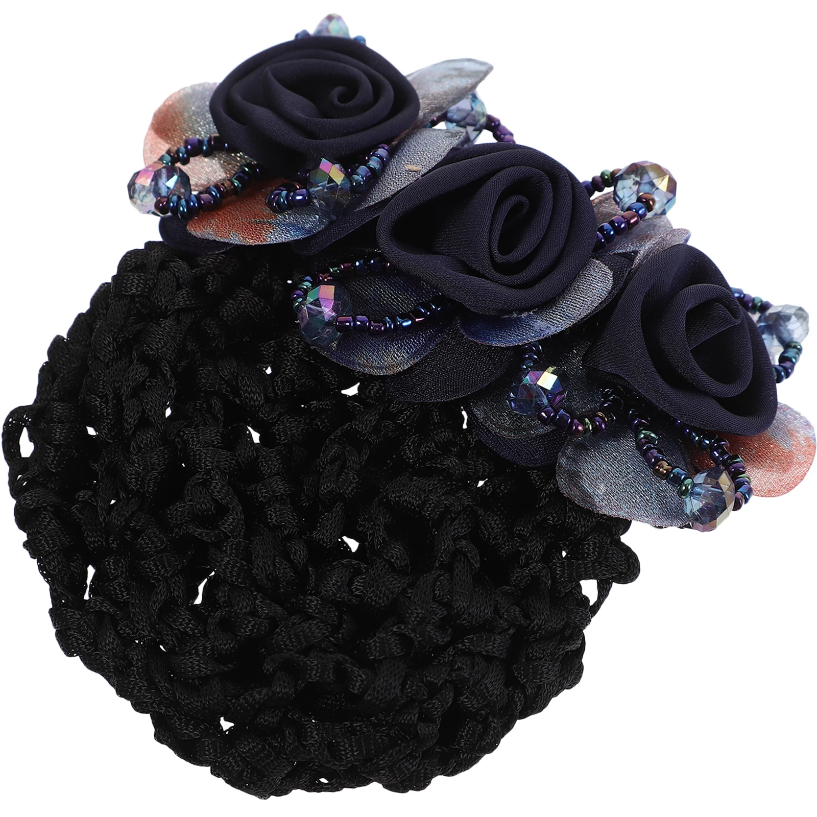 

Flower Net Hair Bows Women Bun Cover Hairnet Clip Blue Coarse Mesh Daily Stage Nurses Stewardess Dancer Waitress Hair