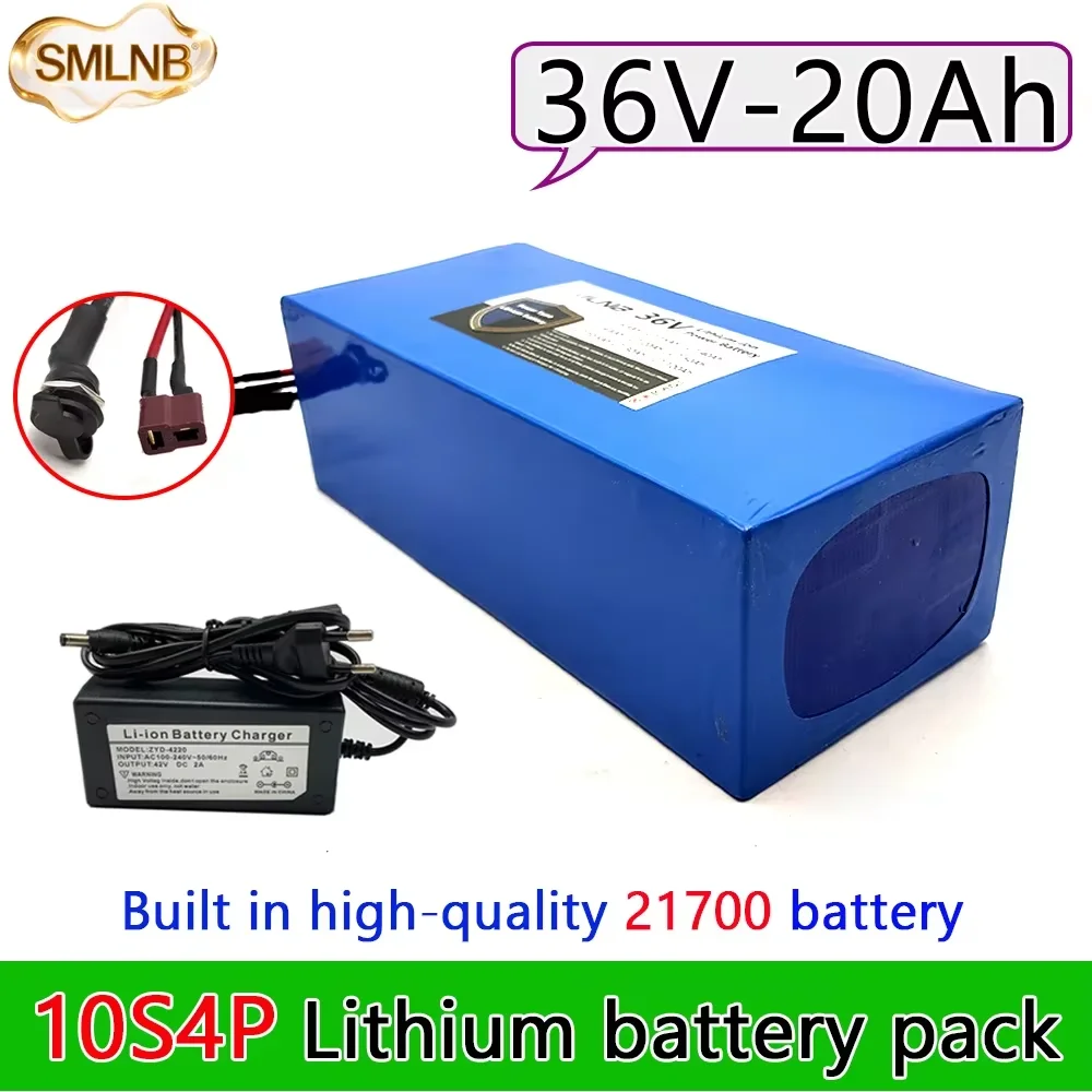 

NEW 36V 10S4P 20Ah 1000W high-power 21700 Li-ion Battery Pack w/ BMS customizable with various connector plugs with 2A Charger