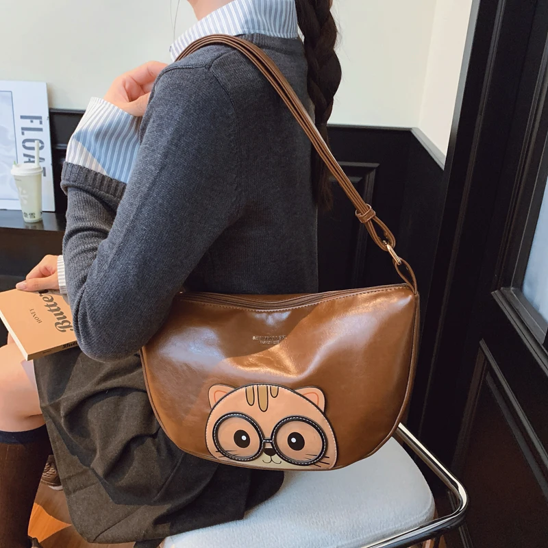 

2025 New Single Shoulder Crossbody Bag Trendy Fashion Casual Women's Bag Dumpling Bag Large Capacity Cartoon Bag Женская