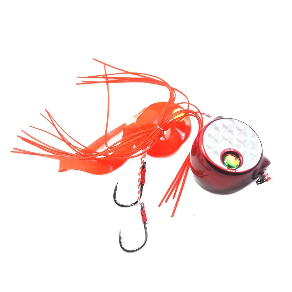 105g 3.75oz Soft Skirt High Quality Fishing Lure Madai Jigs Double Hooks Snapper Slider Jigs 4pcs/pack