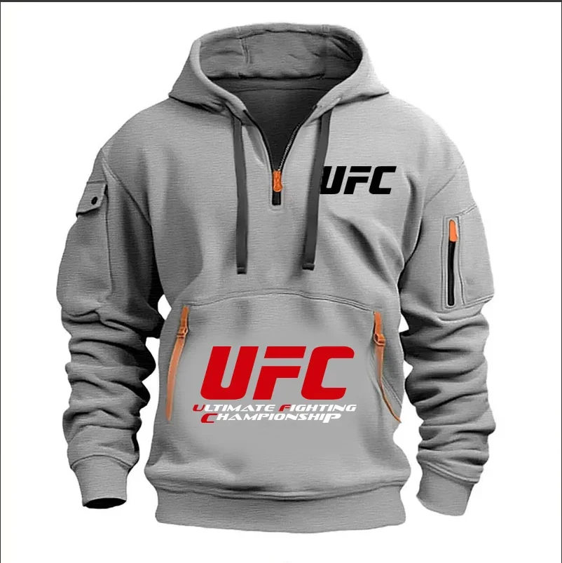 2025 الربيع y otoño hombres y mujeres UFC lucha media cremallera سوداديرا con capucha calle ocio deportes مودا سوداديرا con c