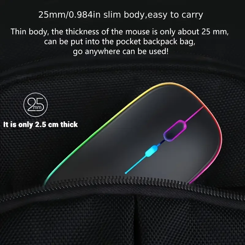 Rato sem fio bluetooth com luz de fundo led mouse com adaptador usb 2.4ghz mouse para jogos adequado para mac/laptop/windows (2 peças)
