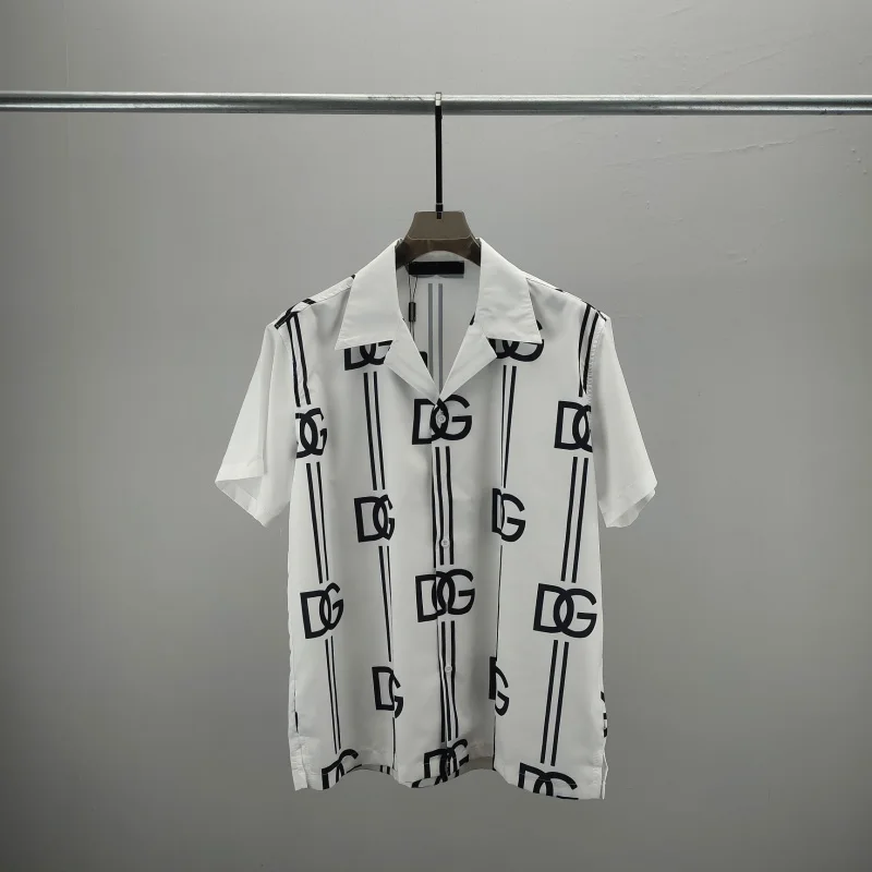 European and American Casual Fashion Summer New Men and Women DGShort Sleeve Shirt with Front and Back Letter Print Affordable C