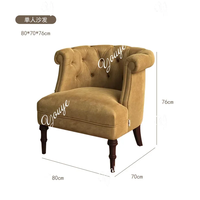 XM American Retro Single Sofa Living Room Sofa Chair Fabric Tiger Chair French Single Chair Bedroom Casual Single