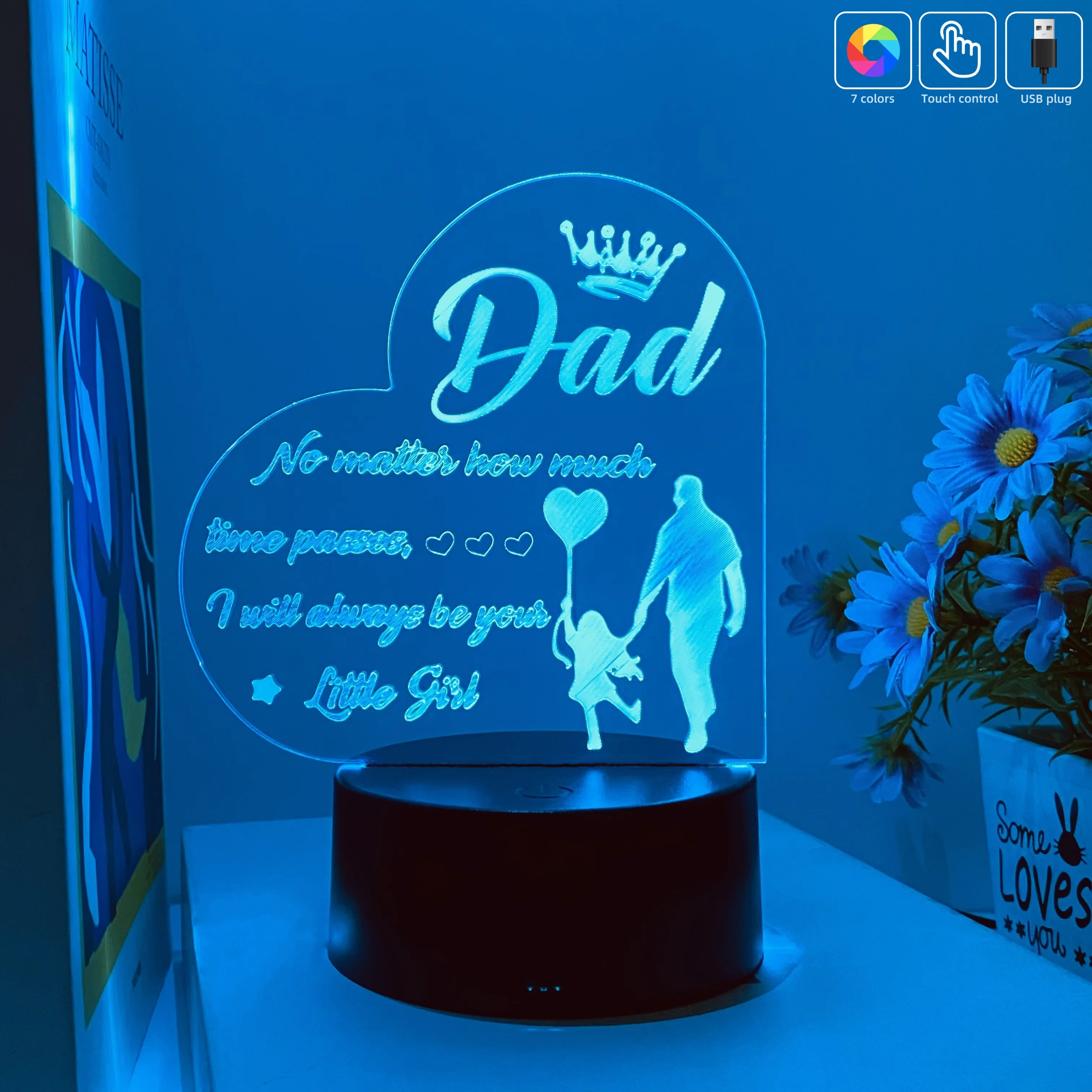 1 stks Vaderdag sfeer LED-nachtlampje, studeerkamer sfeer decoratie, USB-stekker, vakantiecadeau nachtlampje.