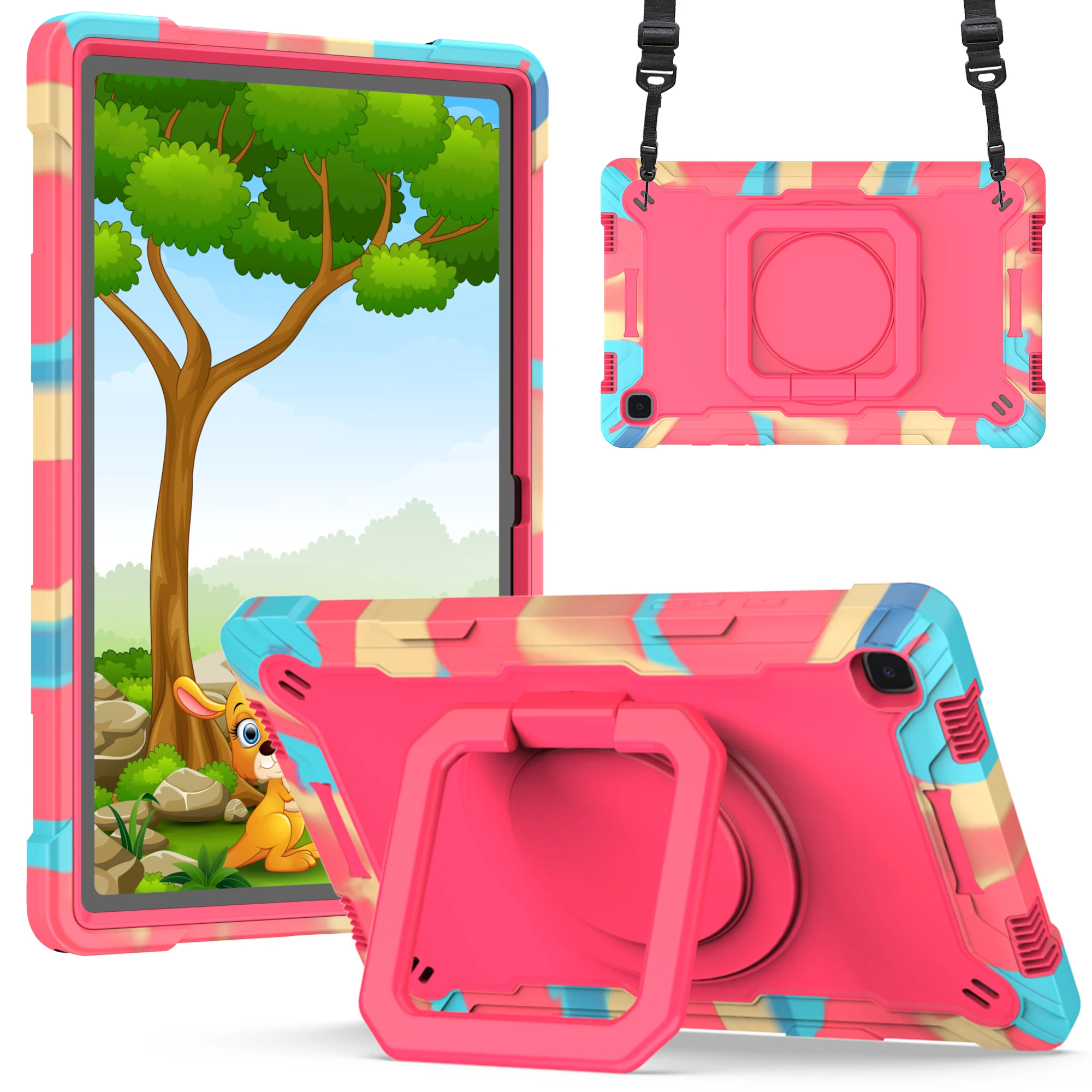 

Case for Galaxy Tab A7 10.4 inch/ T500/T505/T507 Tablet Shockproof Heavy Duty Cover with 360 Rotating Stand/Shoulder Strap