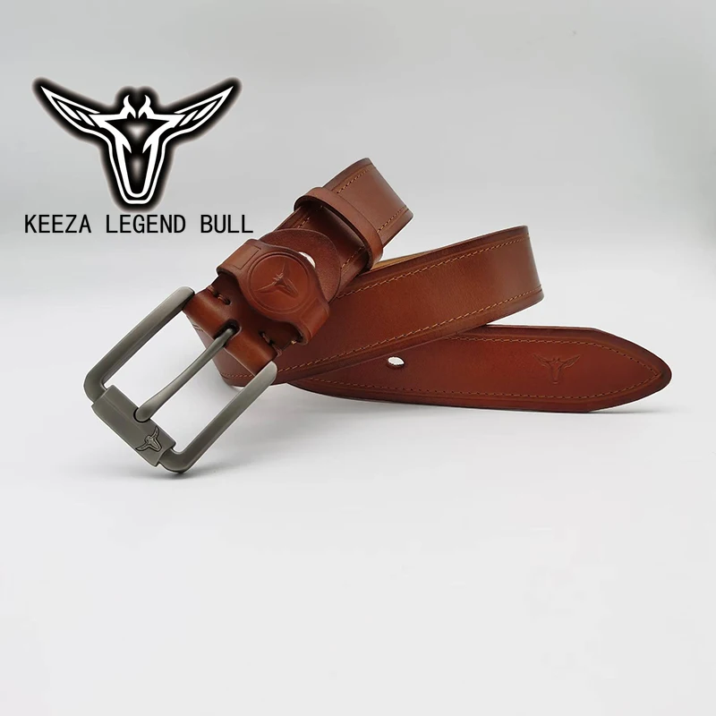 KEEZA LEGEND BULL Cáqui Camada Superior Cintos De Couro De Couro Para Homens Moda Design Luxuoso Fabricante Vendas Diretas