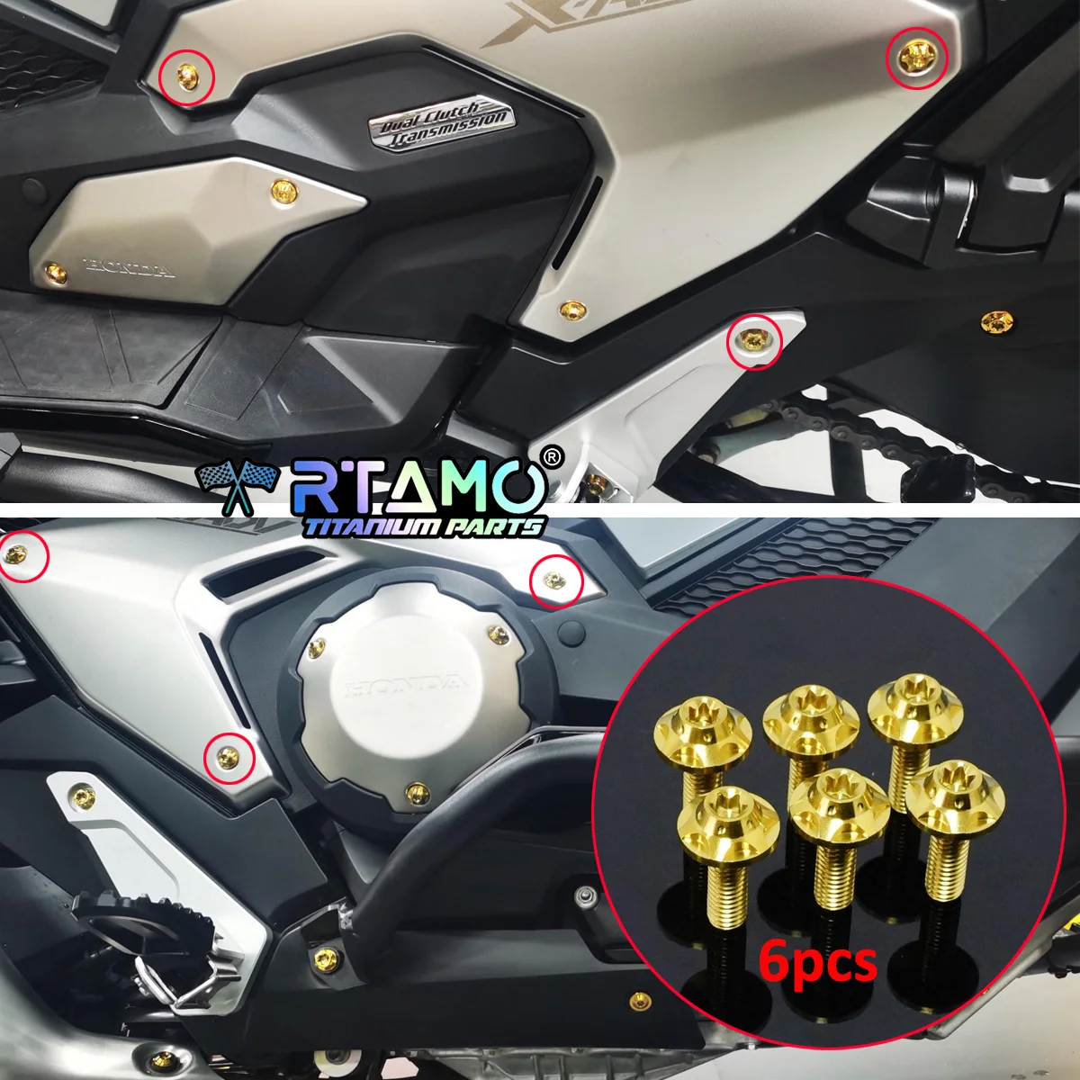 RTAMO Titanium Gr5 Bolts for Honda X-ADV750 Chain Cover Sprocket Rear Chain Adjust Nut Pipe Cover Rear Brake Pump