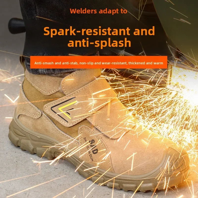 DurableLabor Insurance Shoes Velvet Cotton Shoes Anti-smashing And Anti-piercing One-pedal Construction Site Safety Shoes