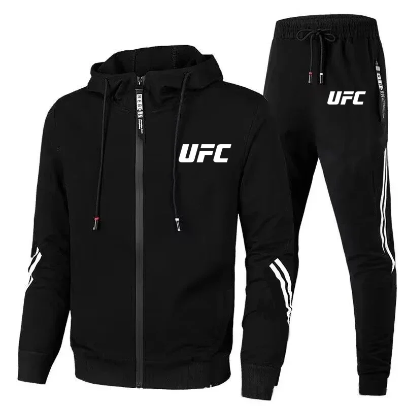New UFC Men's Casual Sportswear Set, Flowered Outdoor Motorcycle Comfort Men's Set 2025, Fashionable Pants and Jackets