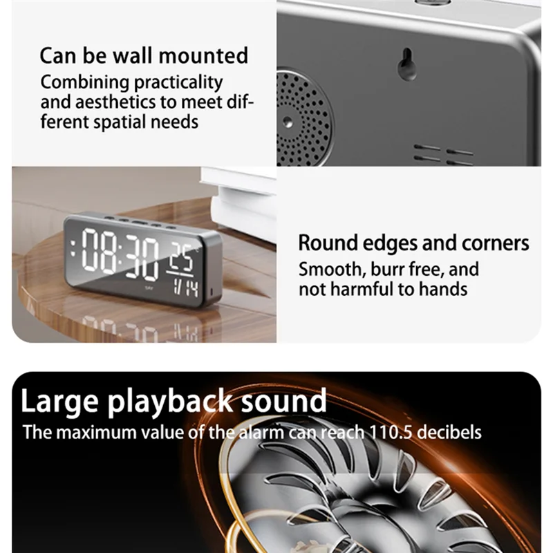 Умный звуковой будильник, светодиодный музыкальный будильник, настенные настольные часы, студенческий будильник, температура