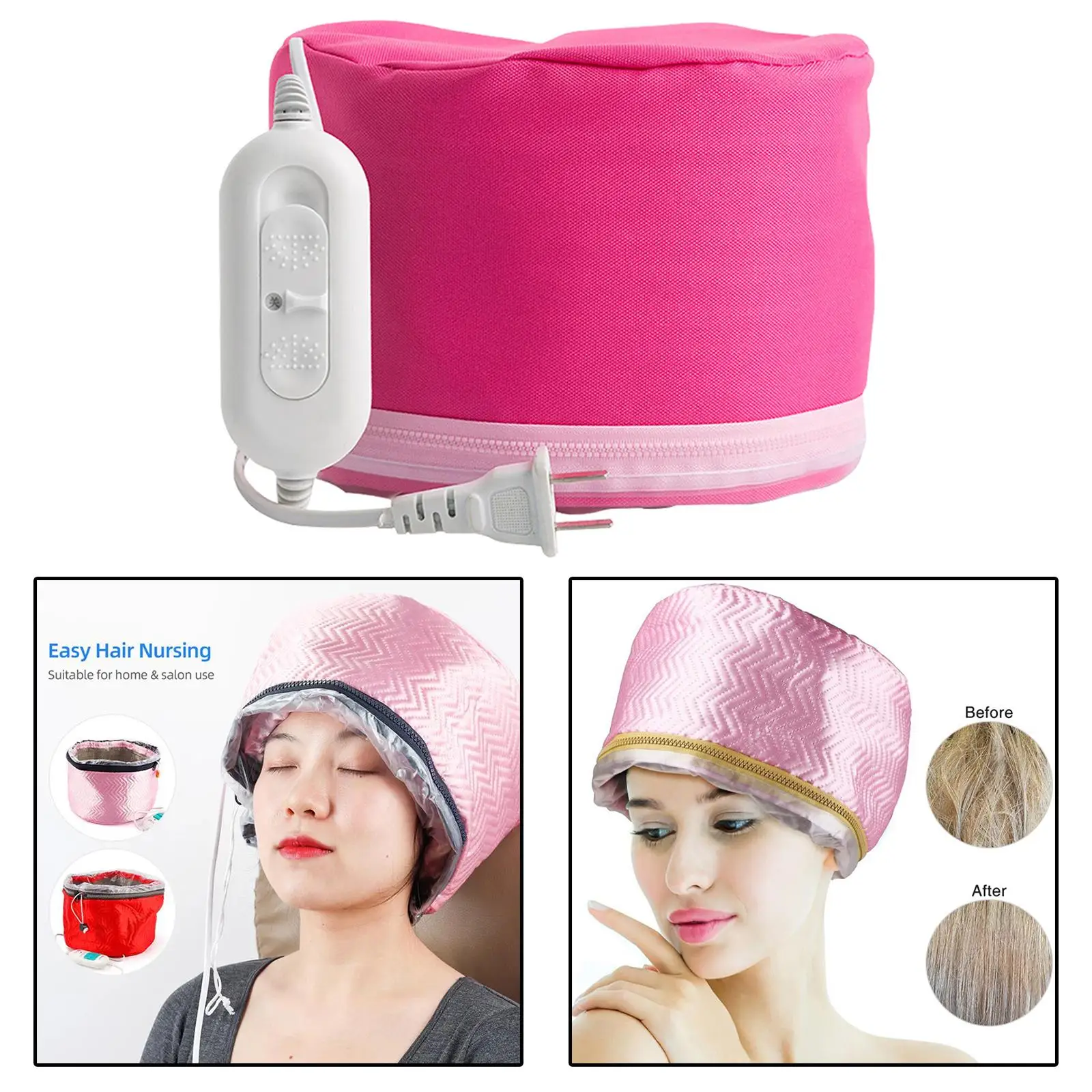 

Hair Heating Caps Steamer 3-Mode Adjustable Size Thermal Caps Essential Oil Caps for Deep Conditioning Salon Curly Hair Styling