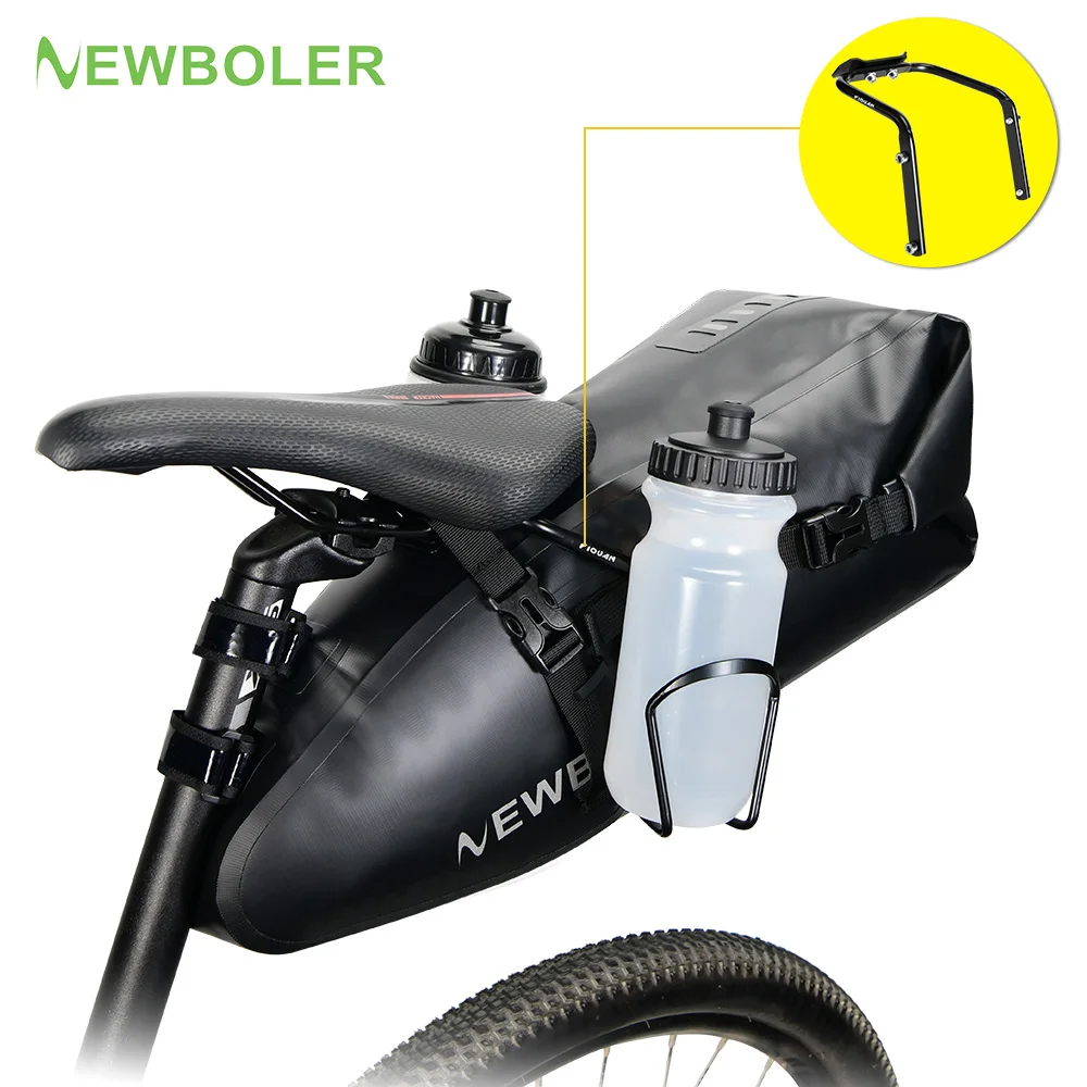 

NEWBOLER Bicycles Saddle Tail Bag Stabilizer Bracket Water Bottles Holder Waterproof 13L Large Capacity Foldable Bike Bag