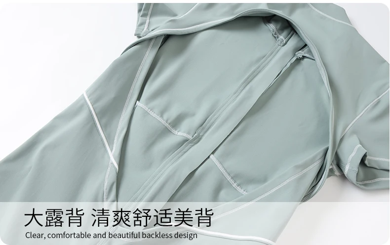 Einteiliger Yoga-Jumpsuit für Damen mit Brustpolster, Leggings, kurzen Ärmeln, rückenfrei, schmale Passform, Sport-Outfit, hohe Elastizität, weicher Komfort – Detail 5