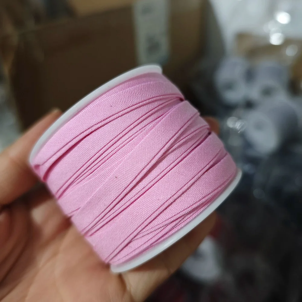 0,6 cm Reines Baumwoll-Schrägband, Vorgefaltetes Bügelfreies Weiches Bindeband für Chiffon- und Seidenstoffe, 15 Meter pro Rolle – Detail 7