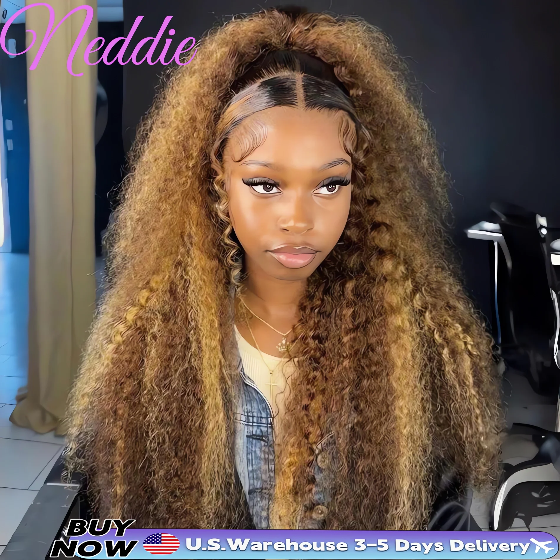 Perruque Lace Frontal Wig brésilienne bouclée, cheveux naturels, Deep Wave, 13x4, 13x6, Hd, à reflets, 4/27, pour femmes