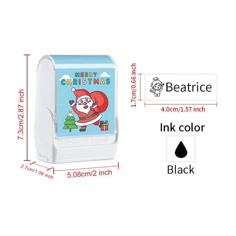 Personalized Christmas Student Stamp-Custom Name Engraving for School,Waterproof Travel-Size Gift,Non-Fading Ink&Eco-Friendly