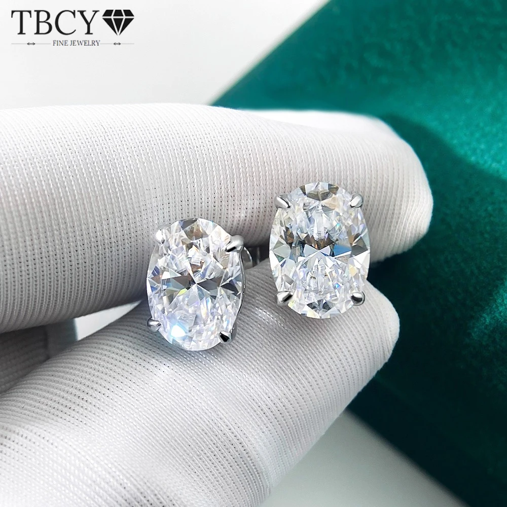 

TBCYD 1/1.5/2CT Oval Cut Moissanite Stud Earrings 925 Sterling Silver GRA Certified Girl Jewelry Gift