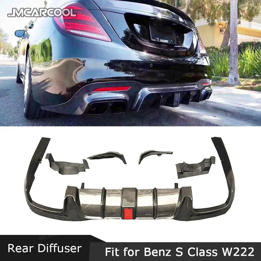 

JMCARCOOL диффузор заднего бампера из углеродного волокна с выхлопным украшением автомобиля для Mercedes Benz S Class W222 S63 S65 2018 2019