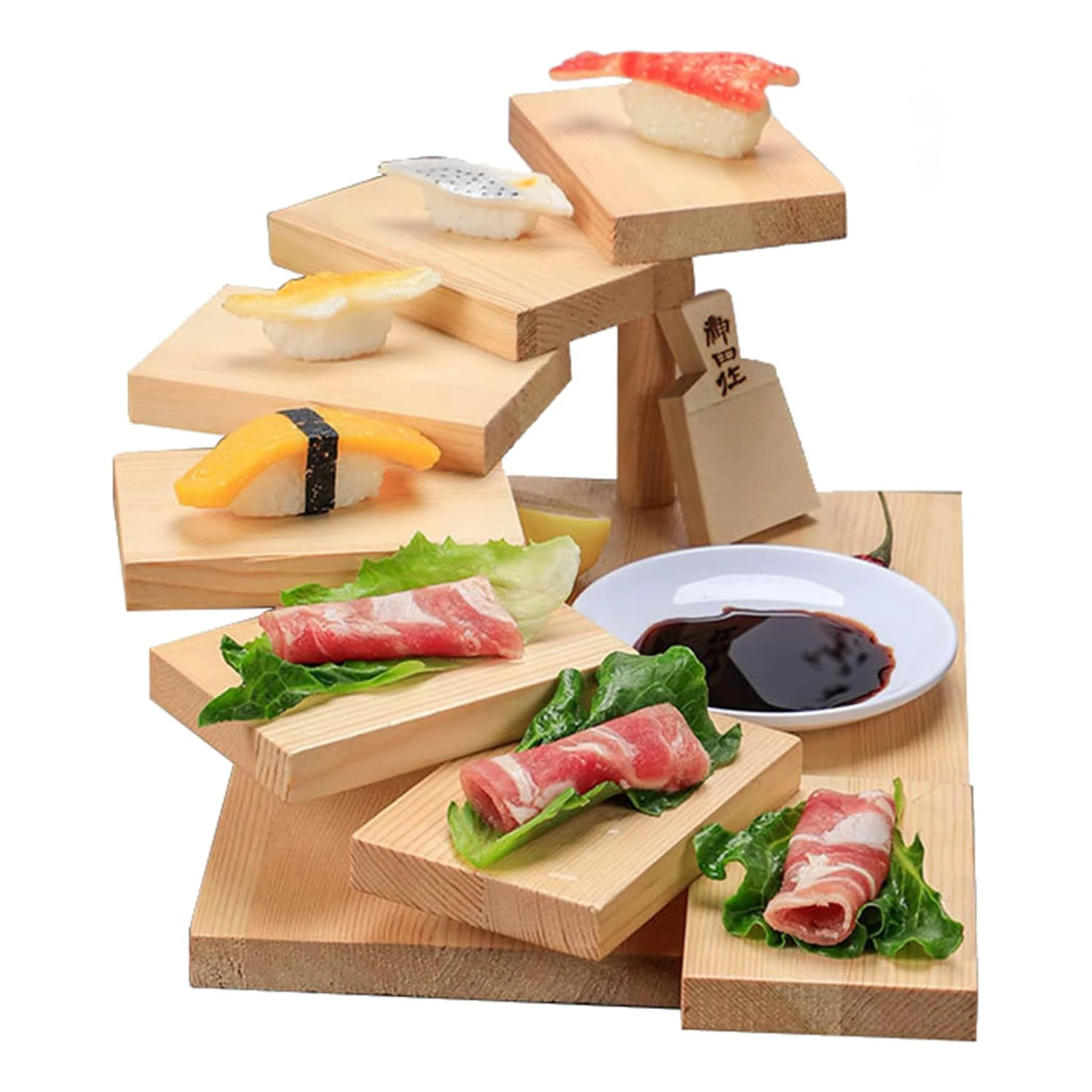 Restaurant Restaurant Tableware Decoration Custom Wooden Sushi Tray Sashimi Platter Decoration